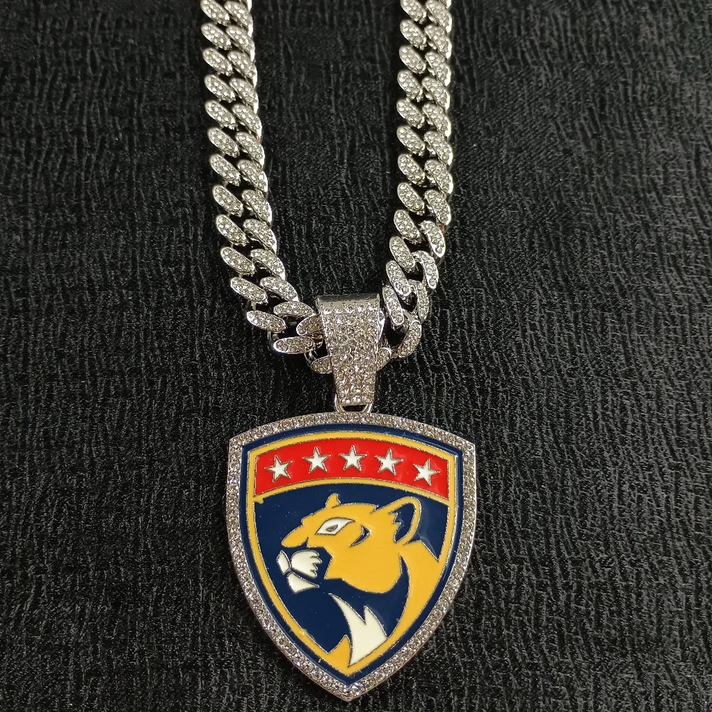 Florida Panthers 20 Inch Necklace Pendant Cuban Chain Link NHL Hockey Jewelry